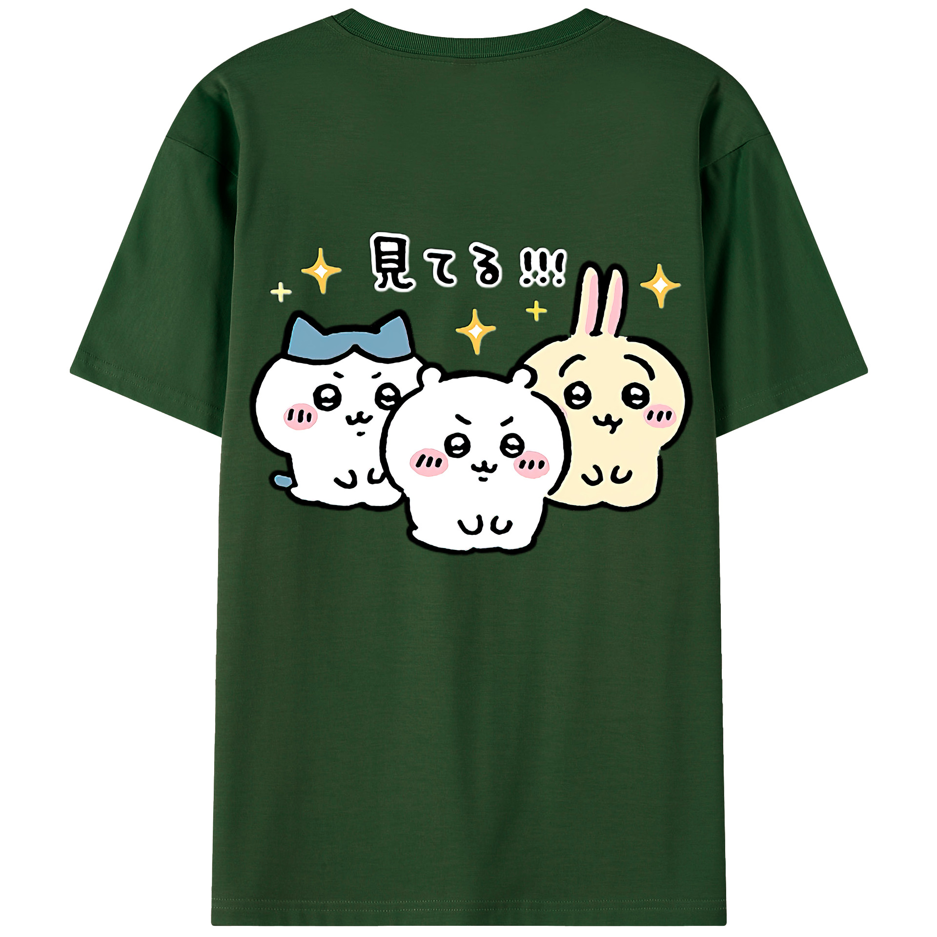 （画像用） ちいかわ ハチワレ Chii-kawa hachiware 綿100％半袖Tシャツ（背面プリント）